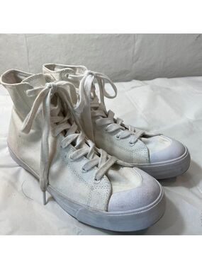 Men's Shaq White Canvas High Top Sneakers Casual Athletic Shoes Size 10 82131-01